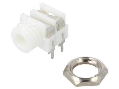 Soclu Jack 3,5mm Mono 2 Pini 90&amp;deg; THT Alb foto
