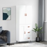 Dulap &icirc;nalt, alb, 69,5x34x180 cm, lemn compozit