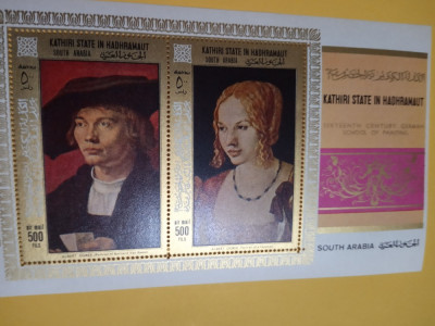 KATHIRI STATE IN HADHRAMAUT 1967, PICTURA DURER - BLOC MNH foto