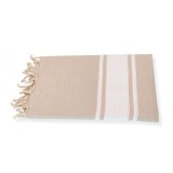 Prosop plajă | Fouta |Tunis crem cu dungi albe