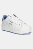 Tommy Jeans sneakers din piele TJW FLATFORM ESS culoarea alb, EN0EN02518