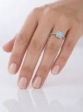 Cumpara ieftin Inel din Argint 925 cu Opal Albastru Patrat E i Halo de Zirconiu , O Poveste de Culori E i Stralucire