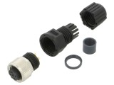 Conector M12 mufă mamă drept aurit lipire pe cablu AMPHENOL LTW