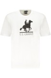 U.S. Grand POLO Tricou barbati cu imprimeu, cu decolteu la baza gatului, alb, XL
