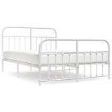 Cumpara ieftin Cadru de pat metalic cu tablie de cap/picioare, alb, 140x190 cm