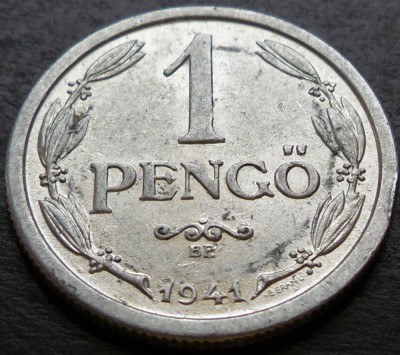 Moneda istorica 1 PENGO - UNGARIA FASCISTA, anul 1941 * cod 2672 foto
