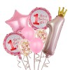 Set 8 baloane din folie metalizat&Auml; si din latex, flippy, figurine cifra 1 printesa 91cm, stea 45 cm si cerc 55 cm, baloane latex 30 cm, tema prima an