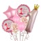 Set 8 baloane din folie metalizat&Auml; si din latex, flippy, figurine cifra 1 printesa 91cm, stea 45 cm si cerc 55 cm, baloane latex 30 cm, tema prima an