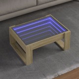 vidaXL Măsuță de cafea cu LED infinity, stejar sonoma, 70x53x30 cm