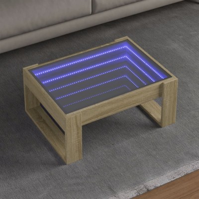 vidaXL Măsuță de cafea cu LED infinity, stejar sonoma, 70x53x30 cm foto