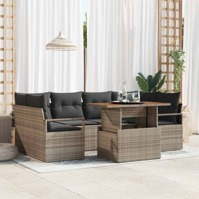 vidaXL Set de canapele pentru grădină 7 pcs Gri 100 x 55 x 73 cm 3349663