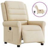 vidaXL Fotoliu rabatabil electric, crem, material textil