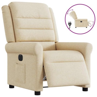 vidaXL Fotoliu rabatabil electric, crem, material textil 3303302 foto