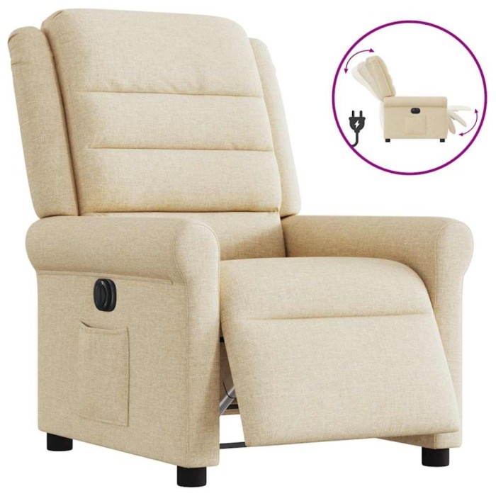 vidaXL Fotoliu rabatabil electric, crem, material textil 3303302