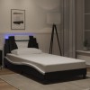 VidaXL Cadru de pat cu LED, negru și alb, 100x200 cm, piele ecologică 3214006