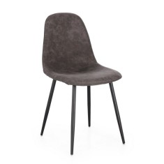 Set 4 scaune otel negru textil gri inchis Irelia 44x53x84 cm
