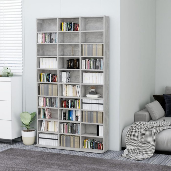 vidaXL Dulap pentru CD-uri, gri beton, 102 x 23 x 177,5 cm, PAL