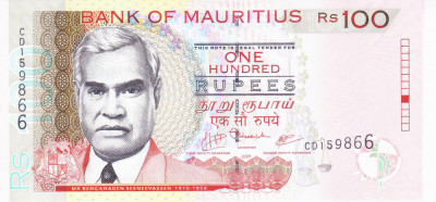 Bancnota Mauritius 100 Rupii 2009 - P56c UNC foto