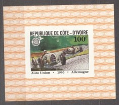 Ivory Coast 1981 Cars, Grand Prix de France, 100F, imperf. sheet, MNH S.076