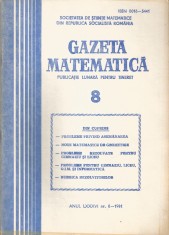 Romania, Gazeta Matematica, nr. 8/1981 foto