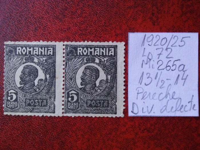 1920- Romania- Ferd. b. mic Mi265a-per-div.defecte