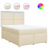 Cumpara ieftin Pat box spring cu saltea, crem, 160x200 cm, material textil