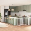 VidaXL Poartă c&acirc;ini pliabilă cu ușă 8 panouri, alb, 640 cm, lemn plop 3155566