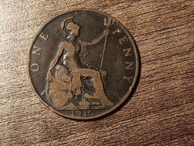 C50 - Moneda foarte veche - Anglia - one penny - 1910 foto