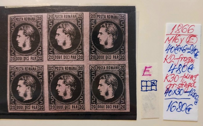 Fragment coala Carol cu Favoriti 1866, 20 p., cu EROARE MNG**