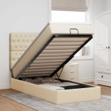 vidaXL Cadru de pat otoman cu saltea crem 80x200cm stofa 3314049
