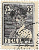 Mihai I, format mare, cu filigran (uzuale), 1928 - 25 B, obliterat, Regi, Stampilat