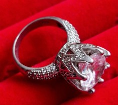 inel argint " Queen Crown " sterling .925 cu piatra Rhinestone marimea 49 greutate 6,46 grame