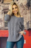 A748-181 Pulover casual tricotat model oversize, M, M/L