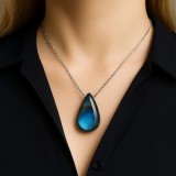 Pandantiv Labradorit, colier pandantiv din cristal lustruit, piatră strop picătura 3-3.5 cm