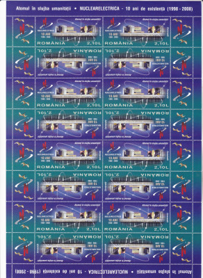 ATOMUL IN SLUJBA UMANITATII,NUCLEARELECTRICA ,MINICOALA,2008,Lp.1819,MNH,ROMANIA foto