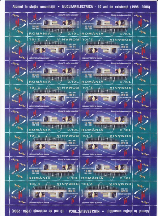 ATOMUL IN SLUJBA UMANITATII,NUCLEARELECTRICA ,MINICOALA,2008,Lp.1819,MNH,ROMANIA