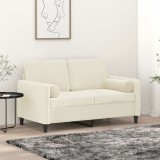 vidaXL Canapea cu 2 locuri cu pernuțe, crem, 120 cm, catifea 3200879