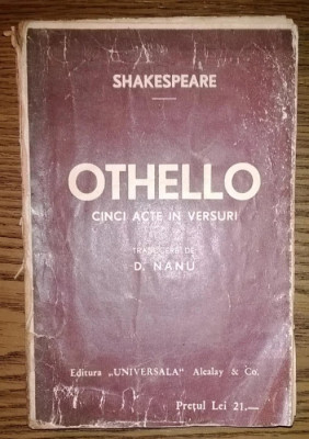 Shakespeare - Othello - Cinci acte in versuri foto