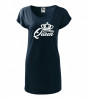 Tricou rochie Malfini bumbac print "Queen" marimi L, Bleumarin, Casual, Imprimeu grafic