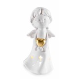 Figurina Inger portelan alb auriu cu led II cm 11,5 x 10 x 24 H