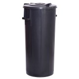 Tomberon gunoi, pubela, cu capac, polietilena, negru, 100 litri