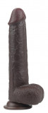 Dildo Realist Bendable Sliding-Skin Strat Dublu TPE Maro 23 cm, Lovetoy