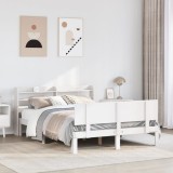 VidaXL Cadru de pat cu tăblie, alb, 150x200 cm lemn masiv pin 3306830