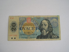 MDBS - BANCNOTA CEHOSLOVACIA - 20 KOROANE - 1988 foto