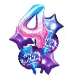 Set 6 Baloane Folie Cifra 4, 100cm, Multicolor - Aniversare Copii, Petrecere