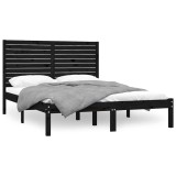 Cumpara ieftin Cadru de pat King Size, negru, 150x200 cm, lemn masiv
