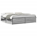 Cumpara ieftin Cadru de pat, gri sonoma, 180x200 cm, lemn prelucrat si metal