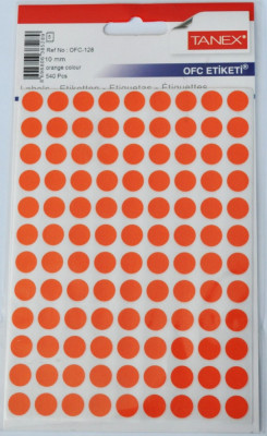 Etichete Autoadezive Color, D10 Mm, 540 Buc/set, Tanex - Orange foto