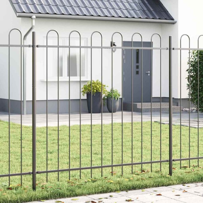 vidaXL Plasa de grădină cu v&acirc;rful de hoop gri, 3.4x1.5 m din oțel