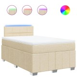 Cumpara ieftin Pat continental cu saltea, crem, 120x190 cm, textil